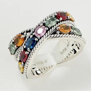 NEW - Artisan Crafted by Robert Manse Multi Sapphire Ring SterlingSilver size 11